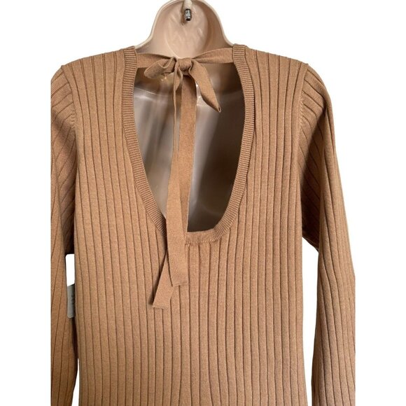 WAYF Dede & Emily BFF Collection Hollie Ribbed Knit Sweater Dress Camel Size L - Picture 8 of 15